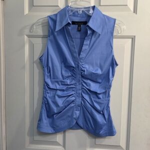 White House Black Market Light Blue Ruched Blouse